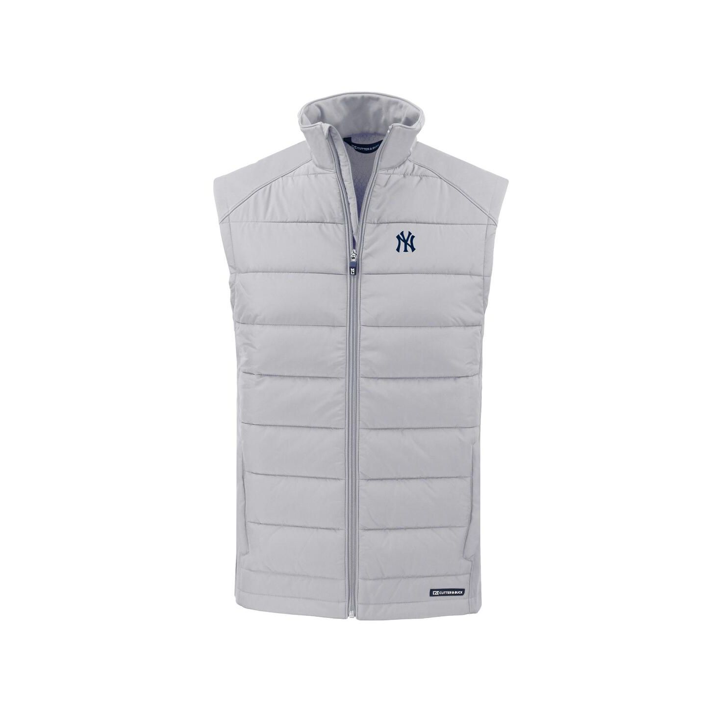 Мужской жилет Cutter & Buck Gray New York Yankees Evoke Hybrid Eco Softshell Full-Zip Vest — фото 3