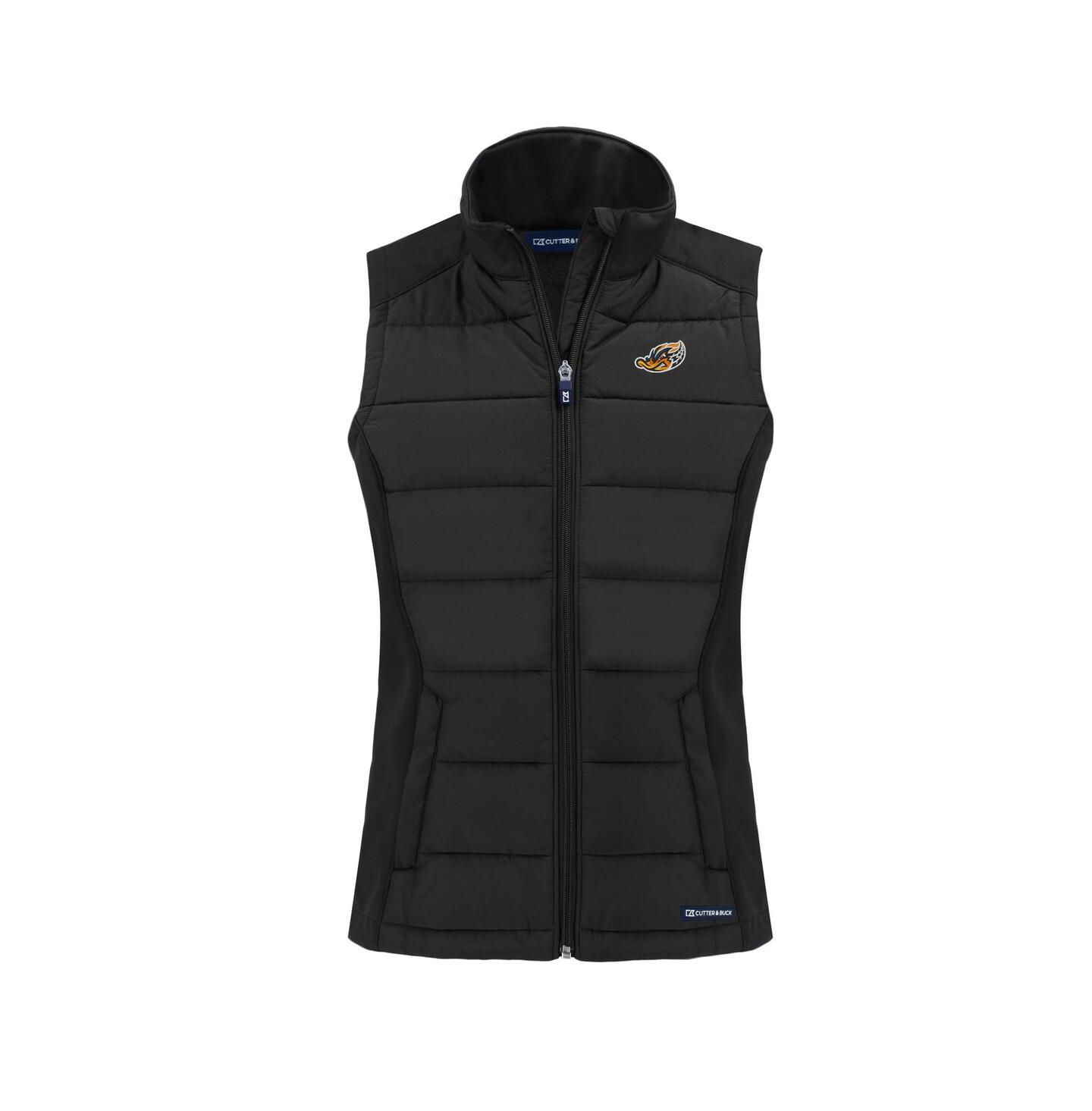 Женский жилет Cutter & Buck Black Akron RubberDucks Evoke Hybrid PrimaLoft Eco Softshell Full-Zip Vest — фото 3