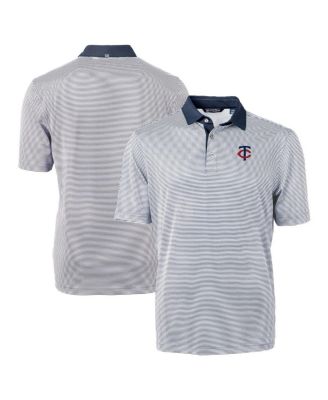 Men's Navy/White Minnesota Twins Virtue Eco Pique Micro Stripe Polo Shirt