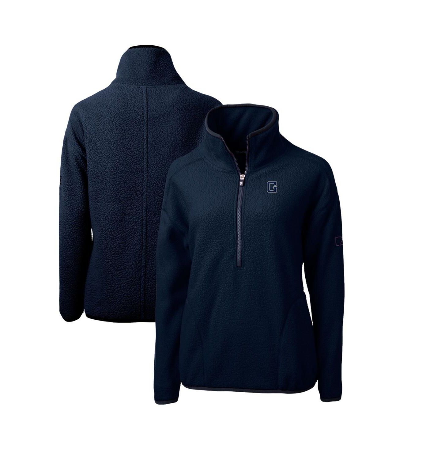 Женская куртка Cutter & Buck Navy Georgetown Hoyas Cascade Eco Sherpa Fleece Half-Zip Pullover — фото 1