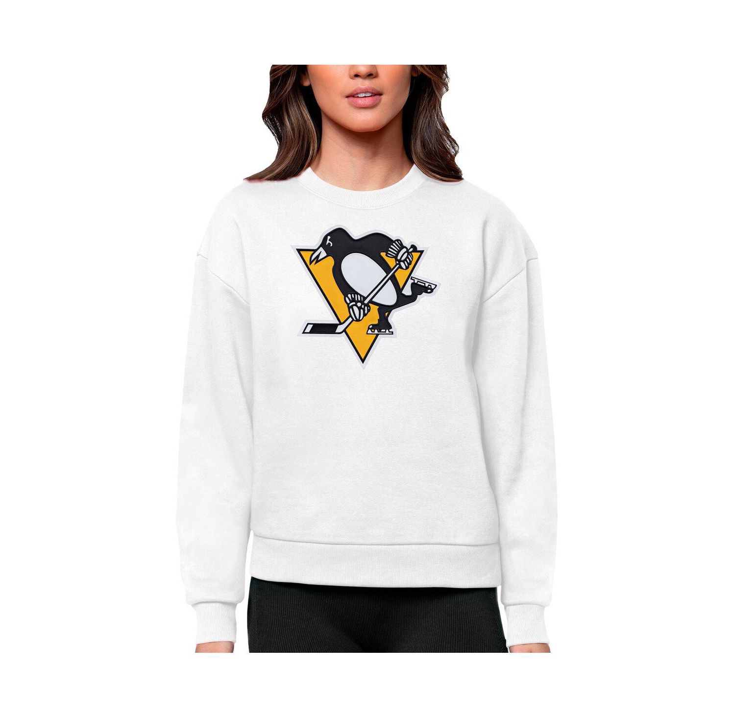Women's White Pittsburgh Penguins Primary Logo Team Logo Victory Crewneck Pullover Sweatshirt
