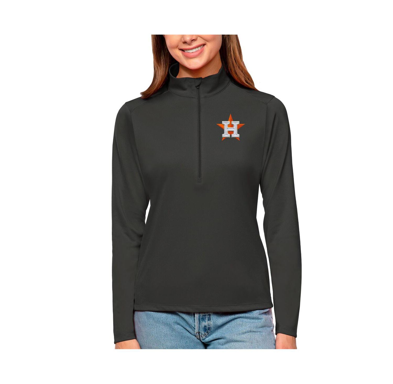 Women's Charcoal Houston Astros Tribute Quarter-Zip Pullover Top