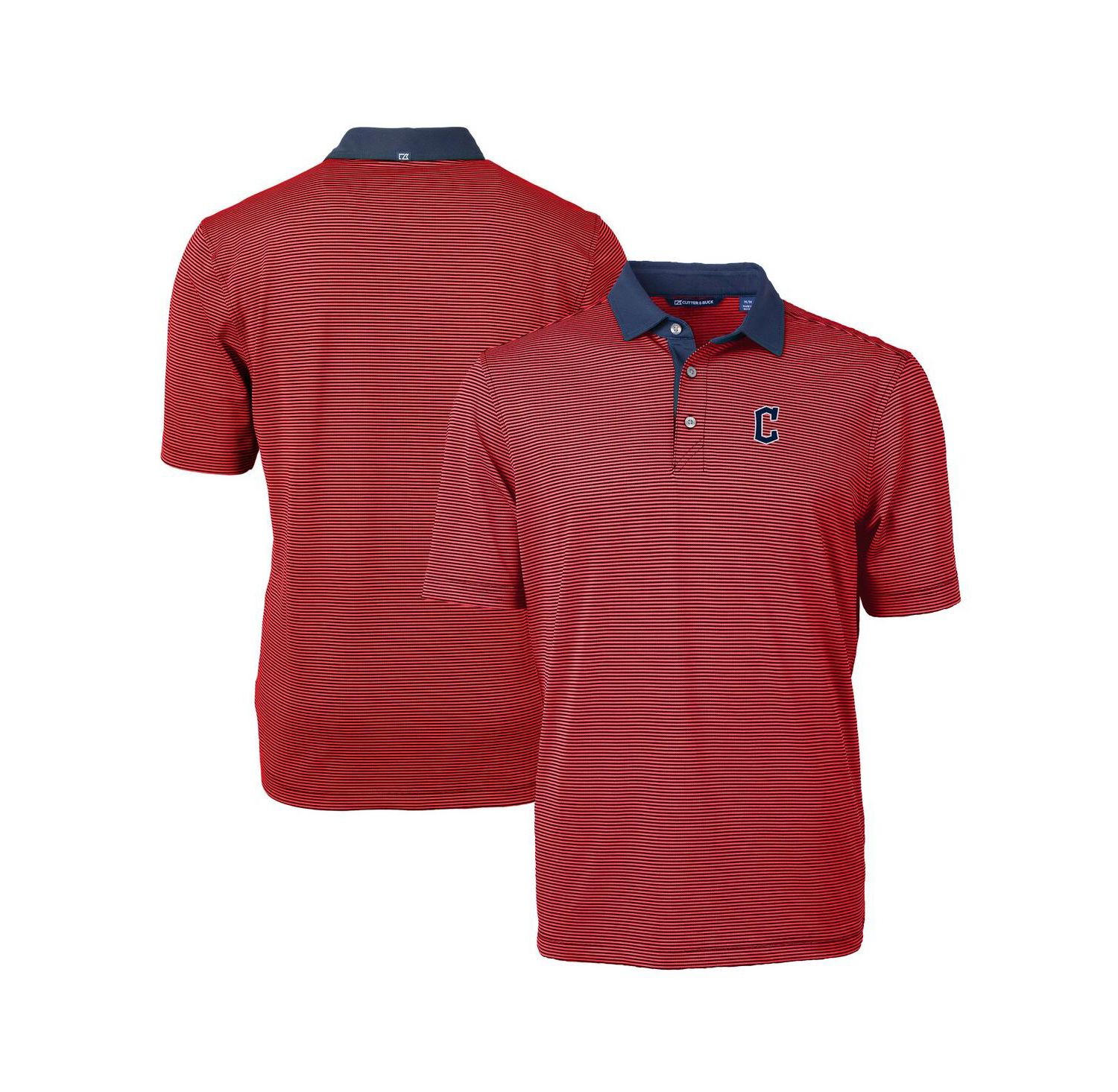 Men's Red/Navy Cleveland Guardians Virtue Eco Pique Micro Stripe Polo Shirt