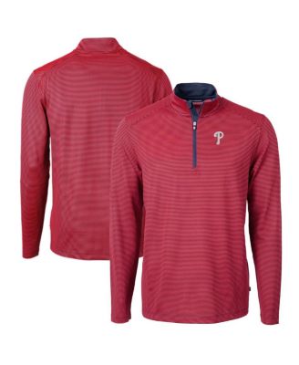 Men's Red/Navy Philadelphia Phillies Virtue Eco Pique Micro Stripe Big & Tall Quarter-Zip Pullover
