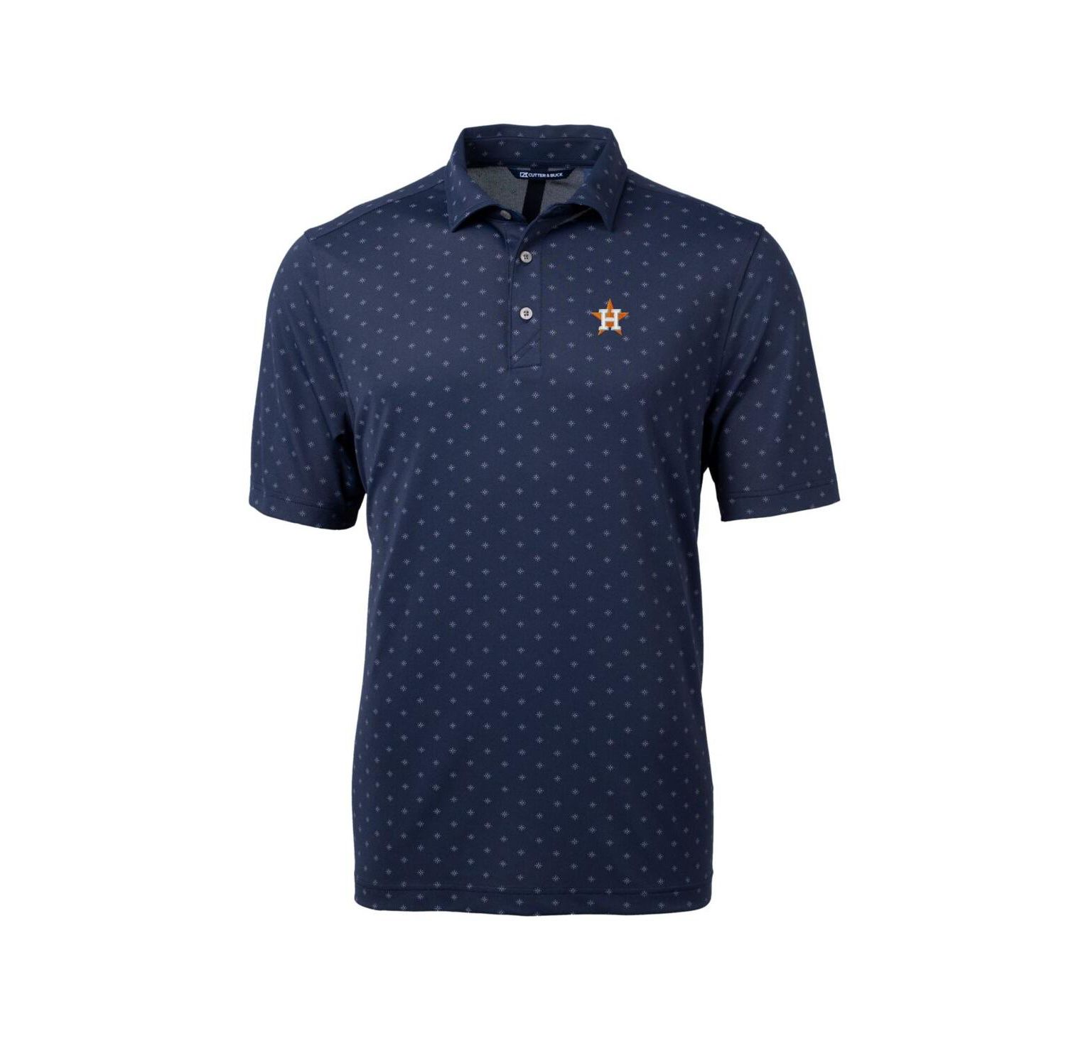 Men's Navy Houston Astros Big & Tall Virtue Eco Pique Tile Print Polo Shirt