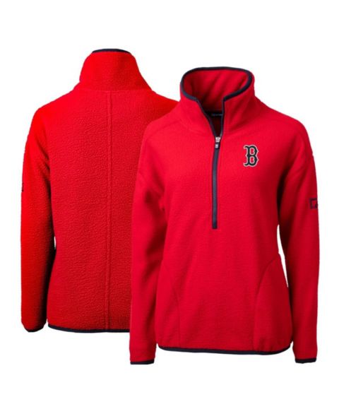 Женские свитеры Cutter & Buck Women's Red Boston Red Sox Cascade Eco Sherpa Fleece Quarter-Zip Pullover Jacket