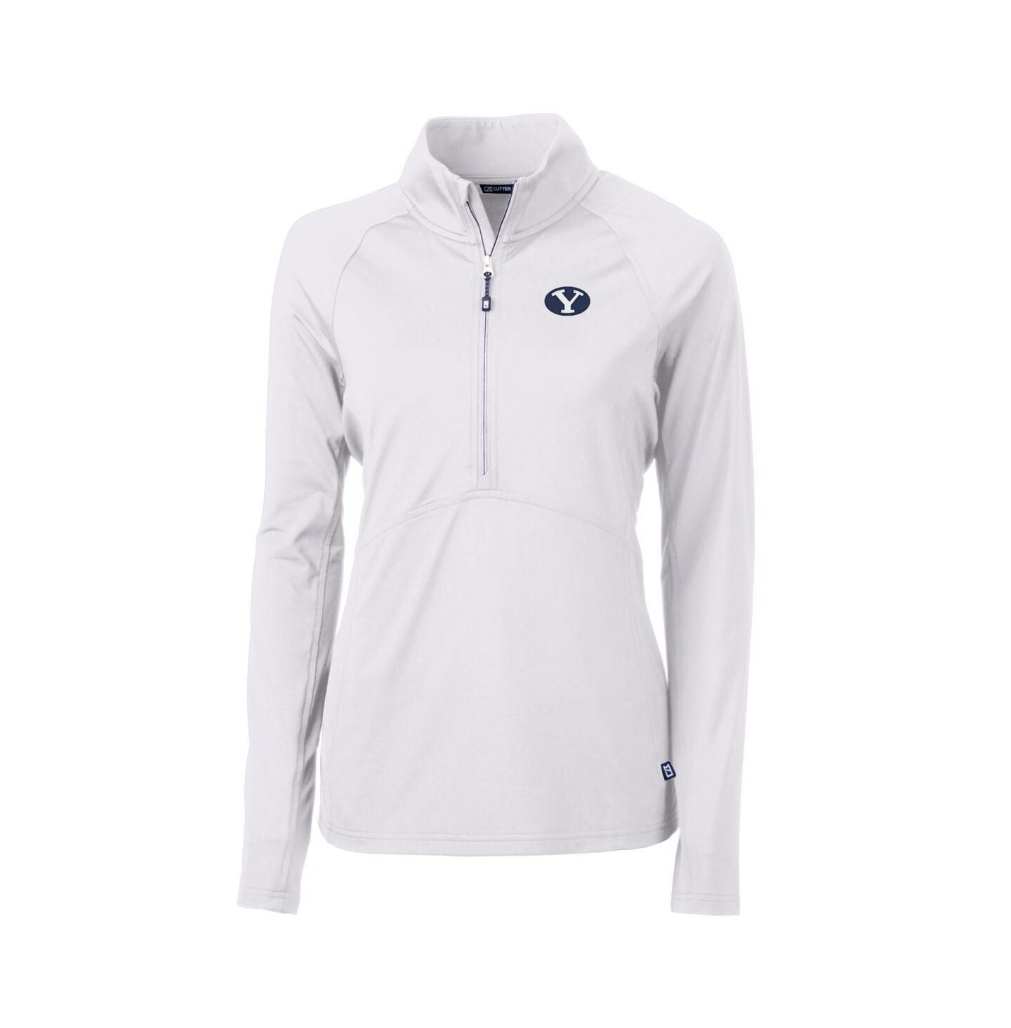 Женская куртка Cutter & Buck White BYU Cougars Adapt Eco Knit Half-Zip Pullover — фото 1