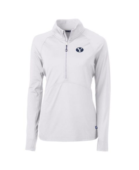 Женские свитеры Cutter & Buck Women's White BYU Cougars Adapt Eco Knit Half-Zip Pullover Jacket
