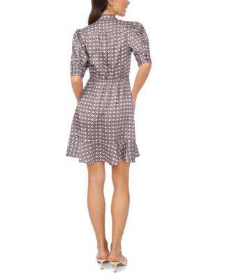 Women's Open Collar Ruffle Detail Wrap Dress