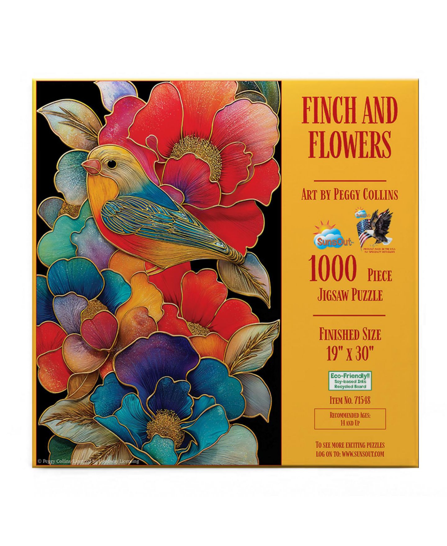 Детский пазл SunsOut Finch and Flowers 1000 Piece Jigsaw Puzzle, Ages 15+ — фото 3