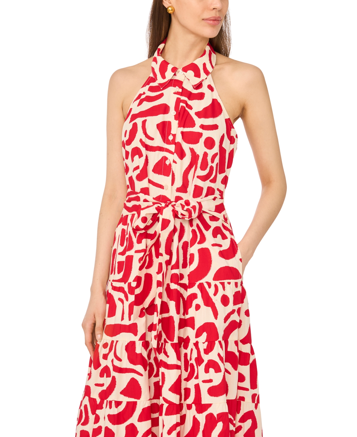 Msk Women's Button-Front Sleeveless Dress