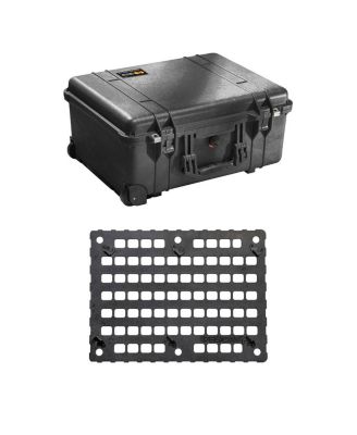1560SC Protector Watertight Wheeled Studio Case with Dividers, Bundle with 1560MP EZ Click MOLLE Panel Lid Organizer