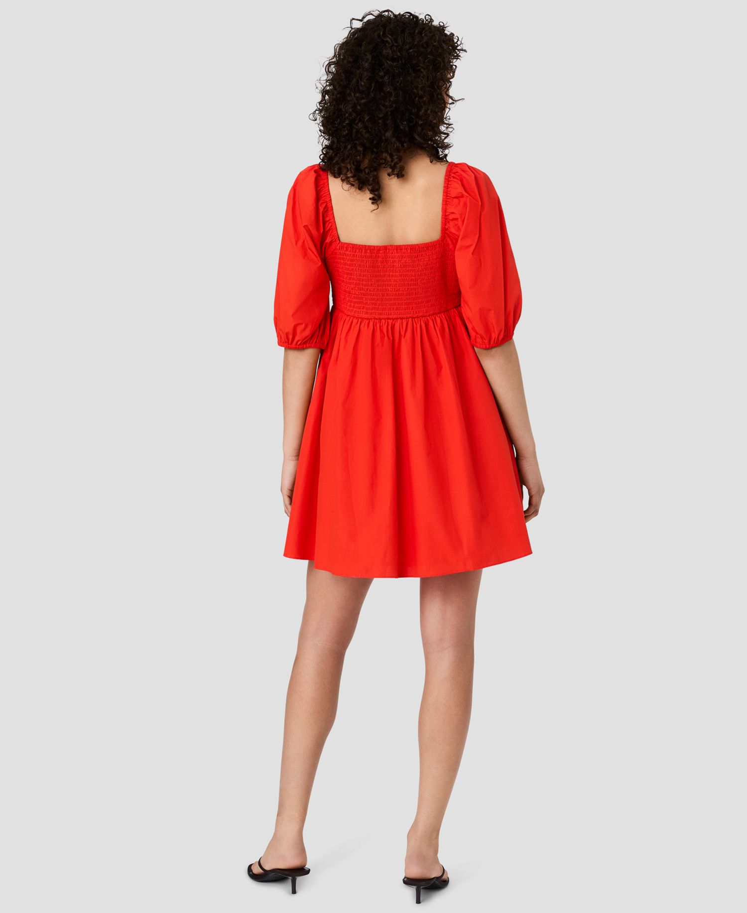 Women's Puff-Sleeve Sweetheart Neck Mini Dress