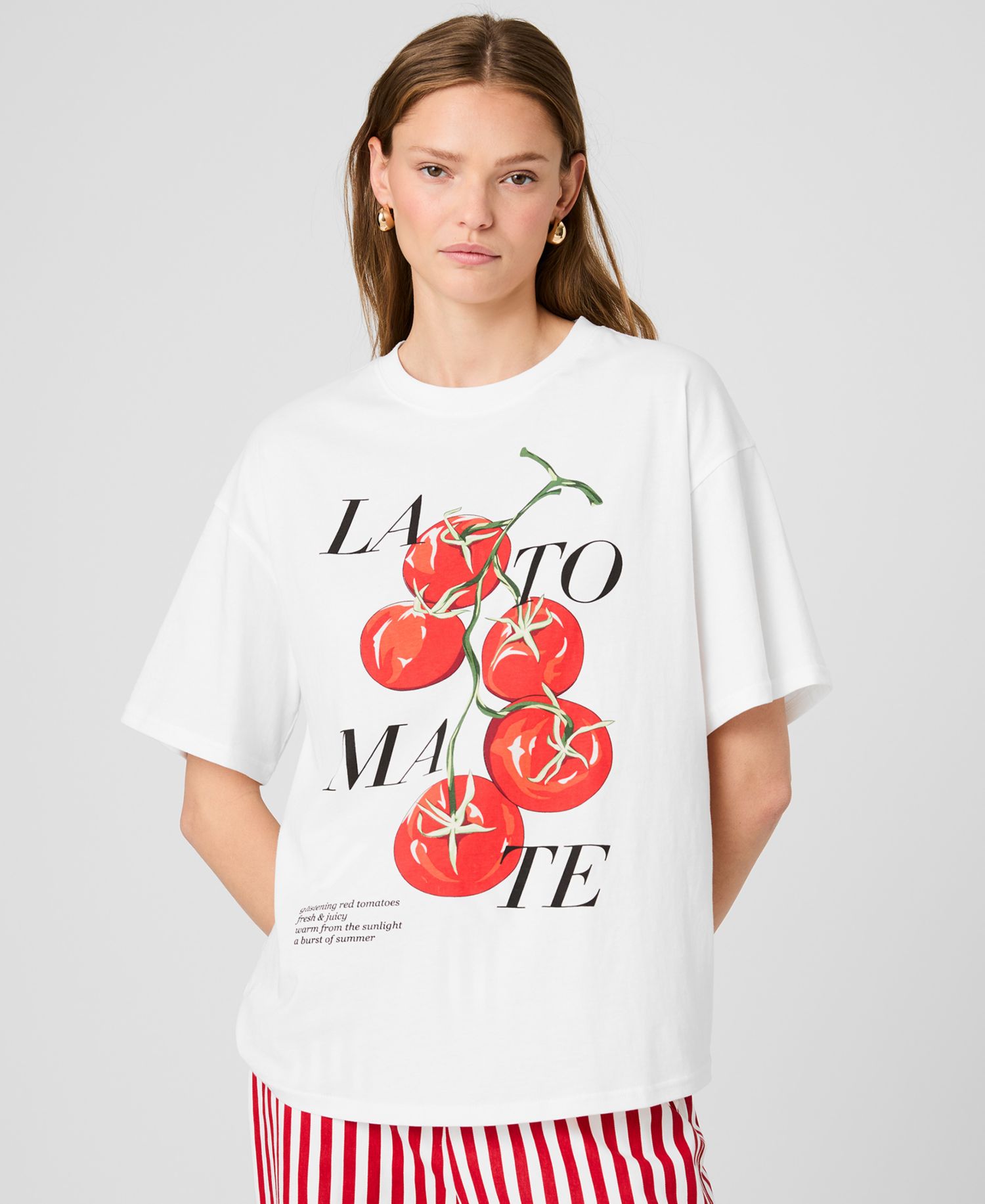 Women's La Tomate Printed Oversized Cotton T-Shirt