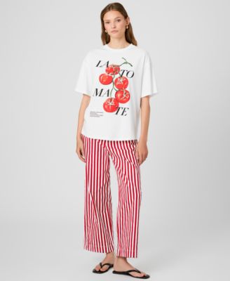 Women's La Tomate Printed Oversized Cotton T-Shirt