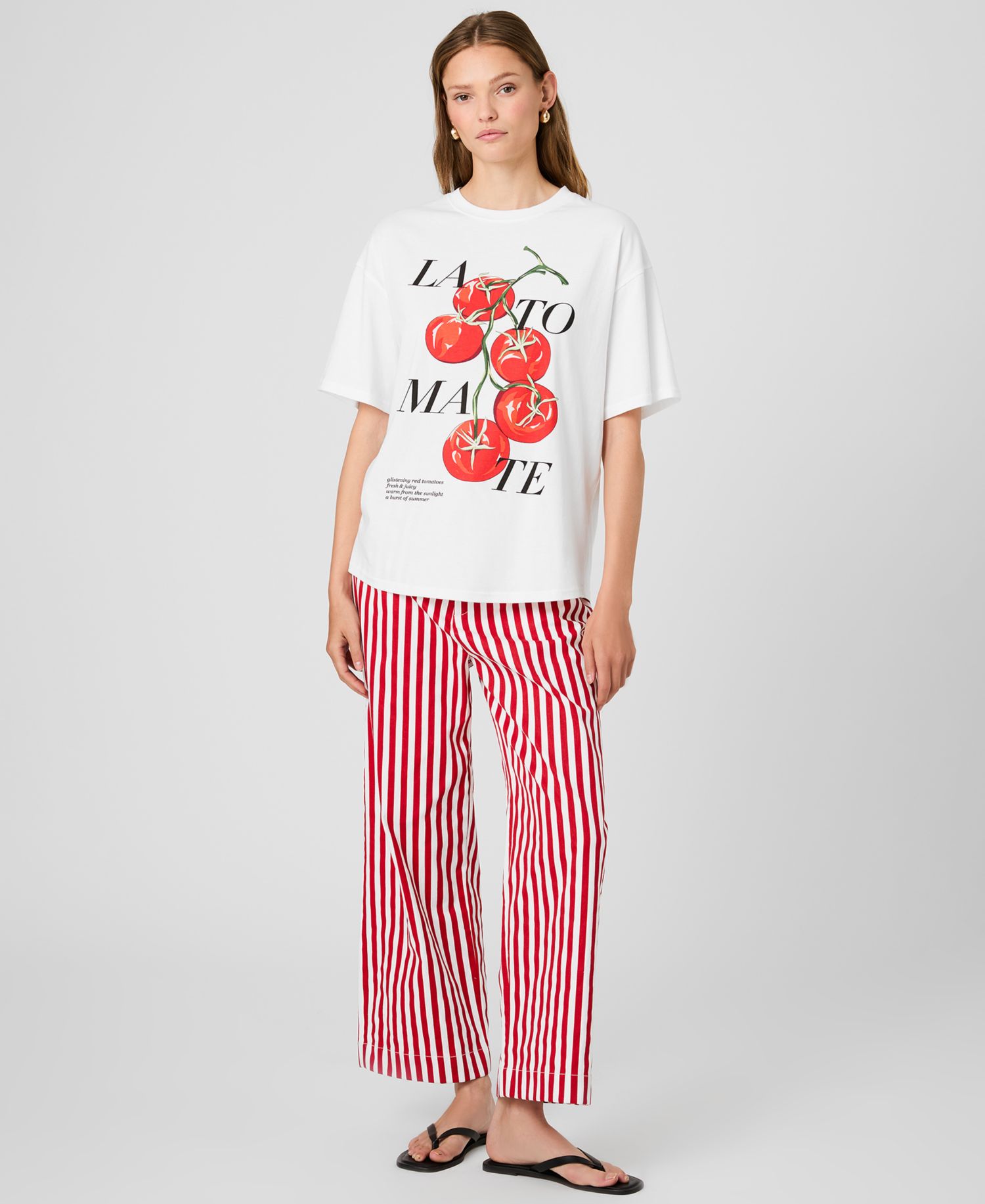 Women's La Tomate Printed Oversized Cotton T-Shirt