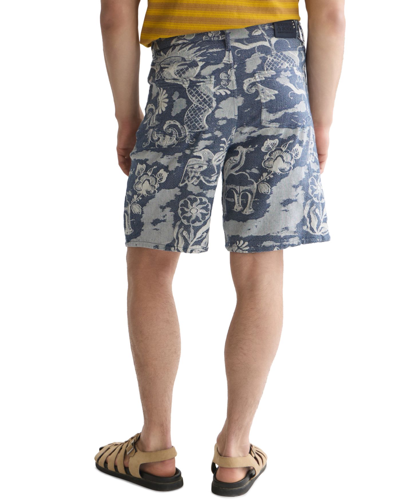 Мужские шорты SCOTCH & SODA Delfts Blauw Printed Jacquard, цвет: Синий — фото 4