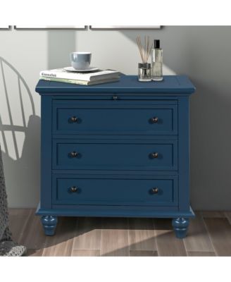 Modern Wooden Nightstand - 3 Drawers and Pull-Out Tray, Minimalist Bedside Table with Rubber Legs and Metal Handle for Bedroom