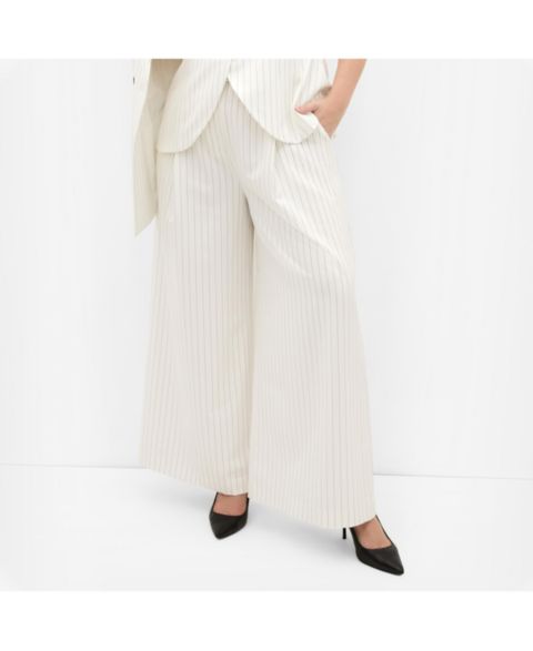 Женские брюки CITY CHIC Pinstripe Wide Leg, цвет: Слоновая кость