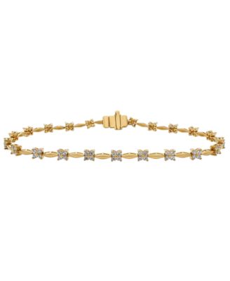 Diamond Flower Bracelet (1 ct. t.w.) in 14k Yellow Gold