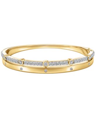 Diamond Bangle Bracelet (1/4 ct. t.w.) in 14k Yellow Gold Over Sterling Silver