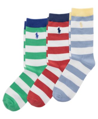 Boys' and Girls' 4-11 Rugby Stripe Socks, 3-Pack