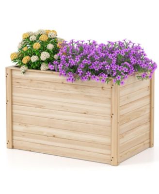 Elevated Fir Wood Planter Box with Open-Ended Base