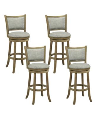 Swivel Bar Stools Set of 4 30 Inch Bar Height Chairs with Backrests and Wood Frame