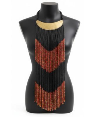 Maasai Long Beaded Statement Necklace - Handmade African Jewelry