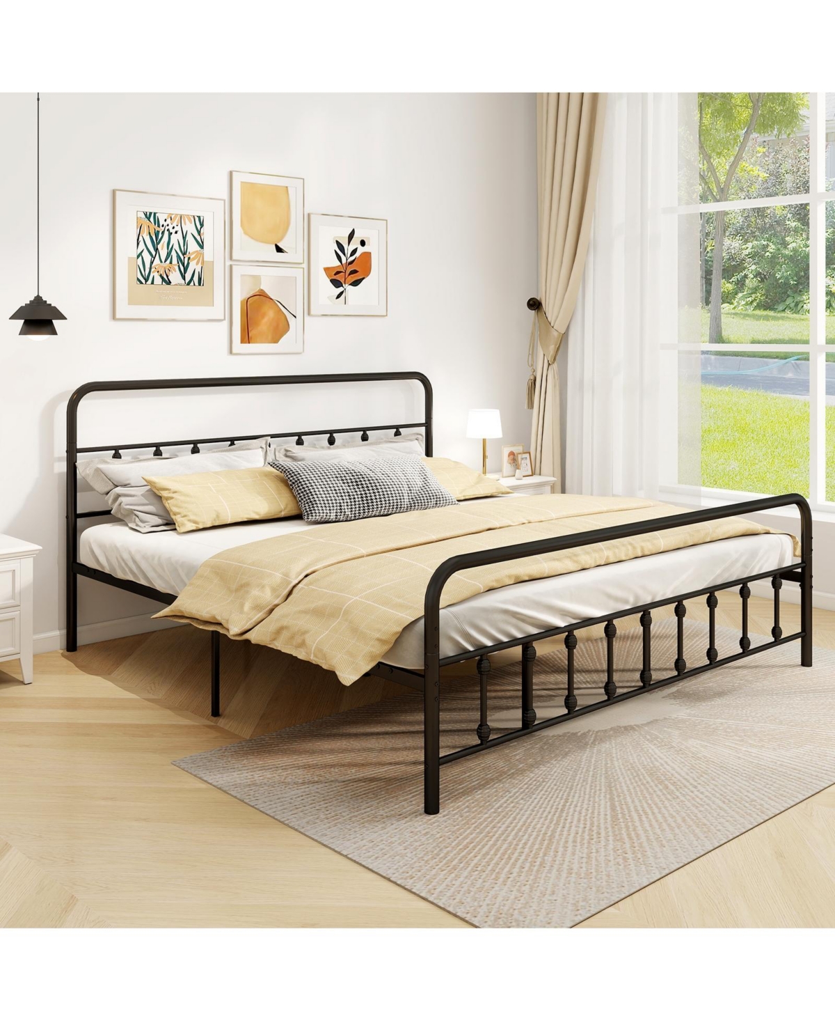 Slickblue Platform Bed Frame with Headboard Storage Space Under Bed for Organization