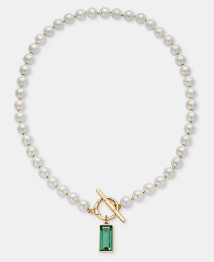 Lauren Ralph Lauren Baguette Stone & Imitation Pearl 16" Pendant Necklace