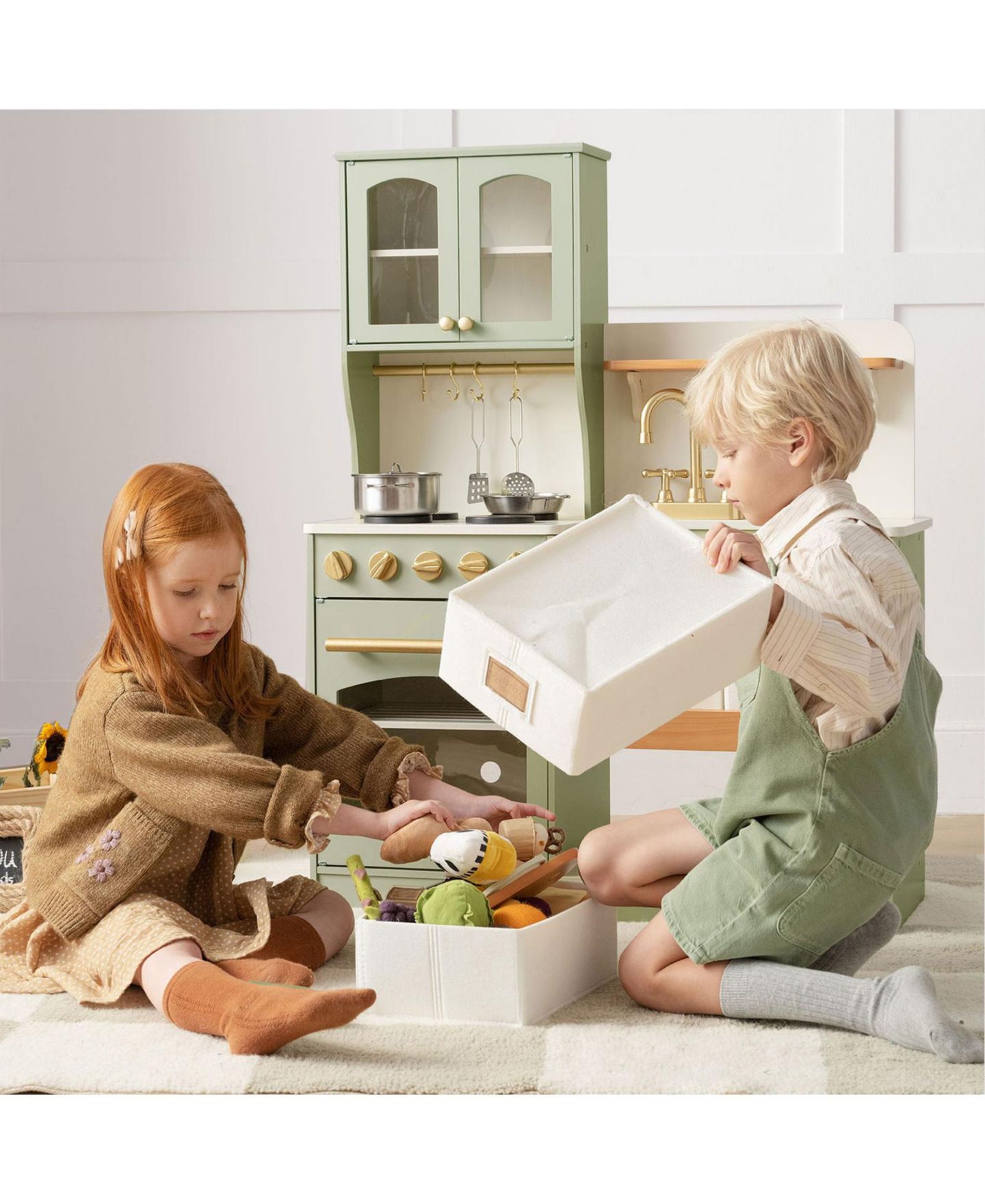Детские игрушки Tiny Land Serenity Wooden Multifunctional Storage 15-Piece Play Kitchen, Ages 3+ — фото 4