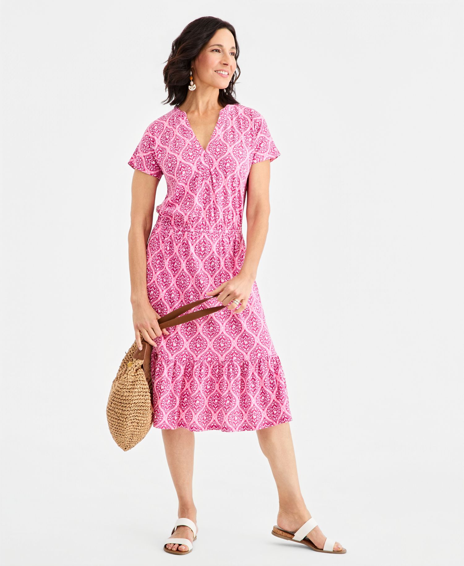 Women's Printed Short-Sleeve Knit Dress
