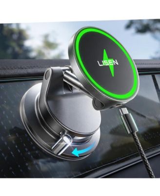 MagSafe Car Mount Charger with Suction Cup, 15W Wireless Magnetic Phone Holder, Dashboard Mount for iPhone 17/16/15/14/13, Samsung, Pixel