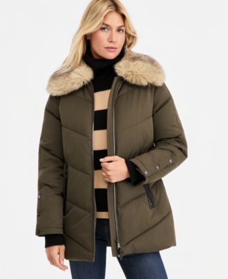 Women's Faux-Fur-Collar Puffer Coat