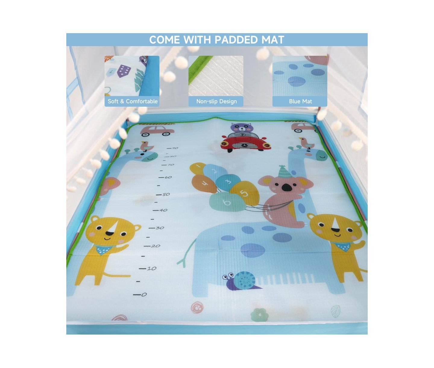 Детские игрушки Bruce & Shark Indoor Play Tent with Star & Ball Lights and Play Mat, 3-Piece Set, Ages 3+, цвет: Синий — фото 4