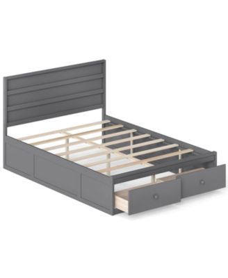Wooden Full Bed Frame with Storage Drawers Platform Design
