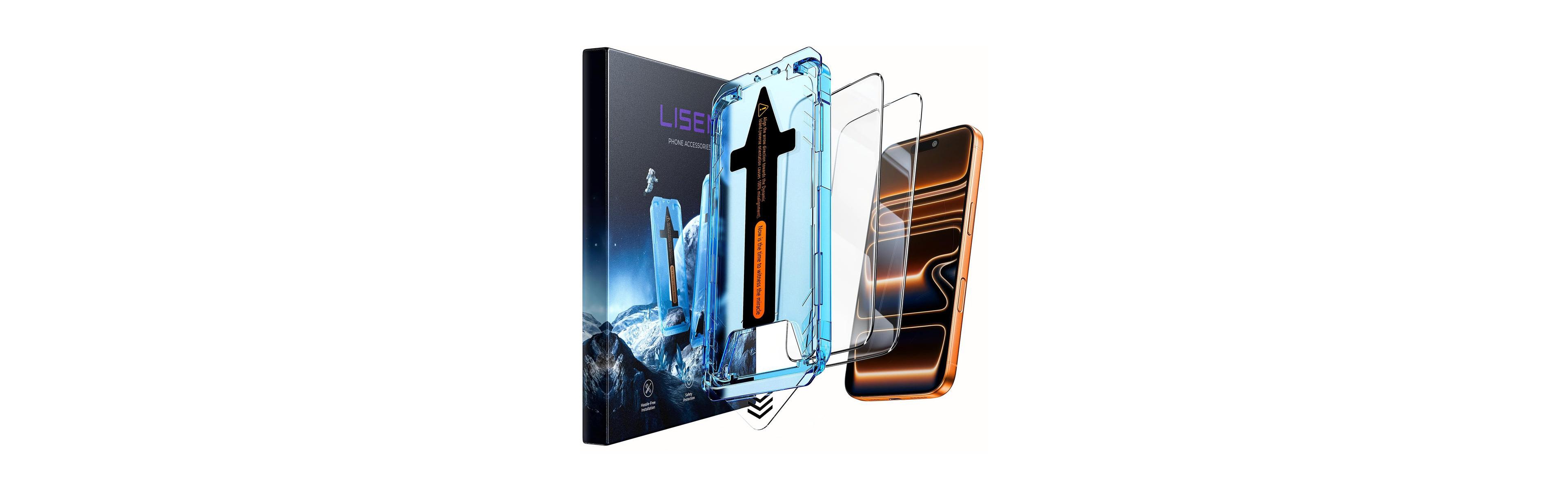 Lisen 2 Pack Screen Protector for iPhone 17 Pro Max/16 Pro Max, 9H Tempered Glass with Easy Install Tray, Bubble-Free Hd Clear Protective Film