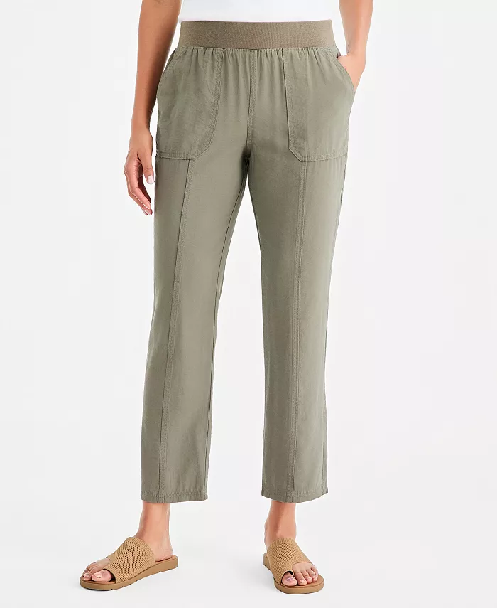 Women's Mid-Rise Pull On Straight-Leg Ankle Pants - thumbnail 10
