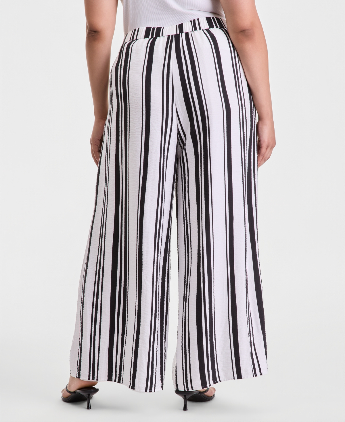 I.n.c. International Concepts Plus Striped High-Rise Wide-Leg Pants, Macy's Exclusive