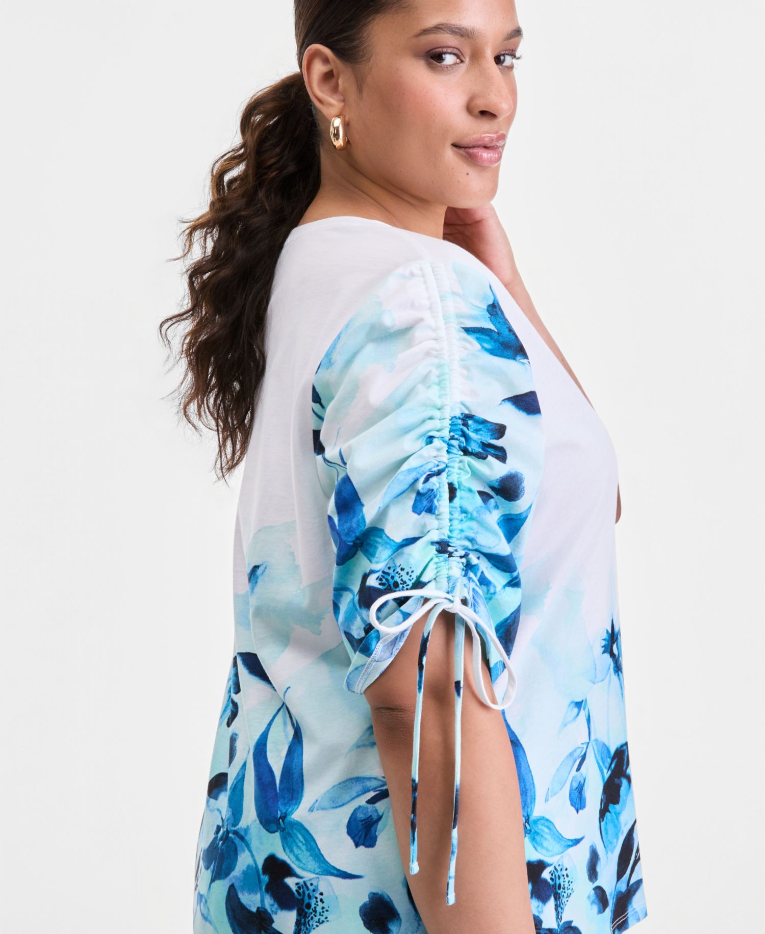 Plus Size Short Tie Sleeve Top