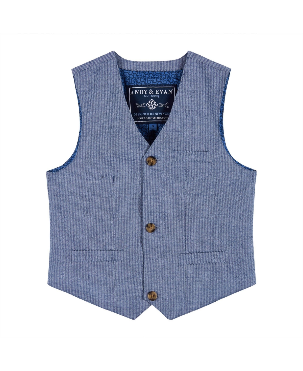 Andy & Evan Toddler Boys and Toddler/Child Blue Pink Seersucker Vest Suit Set