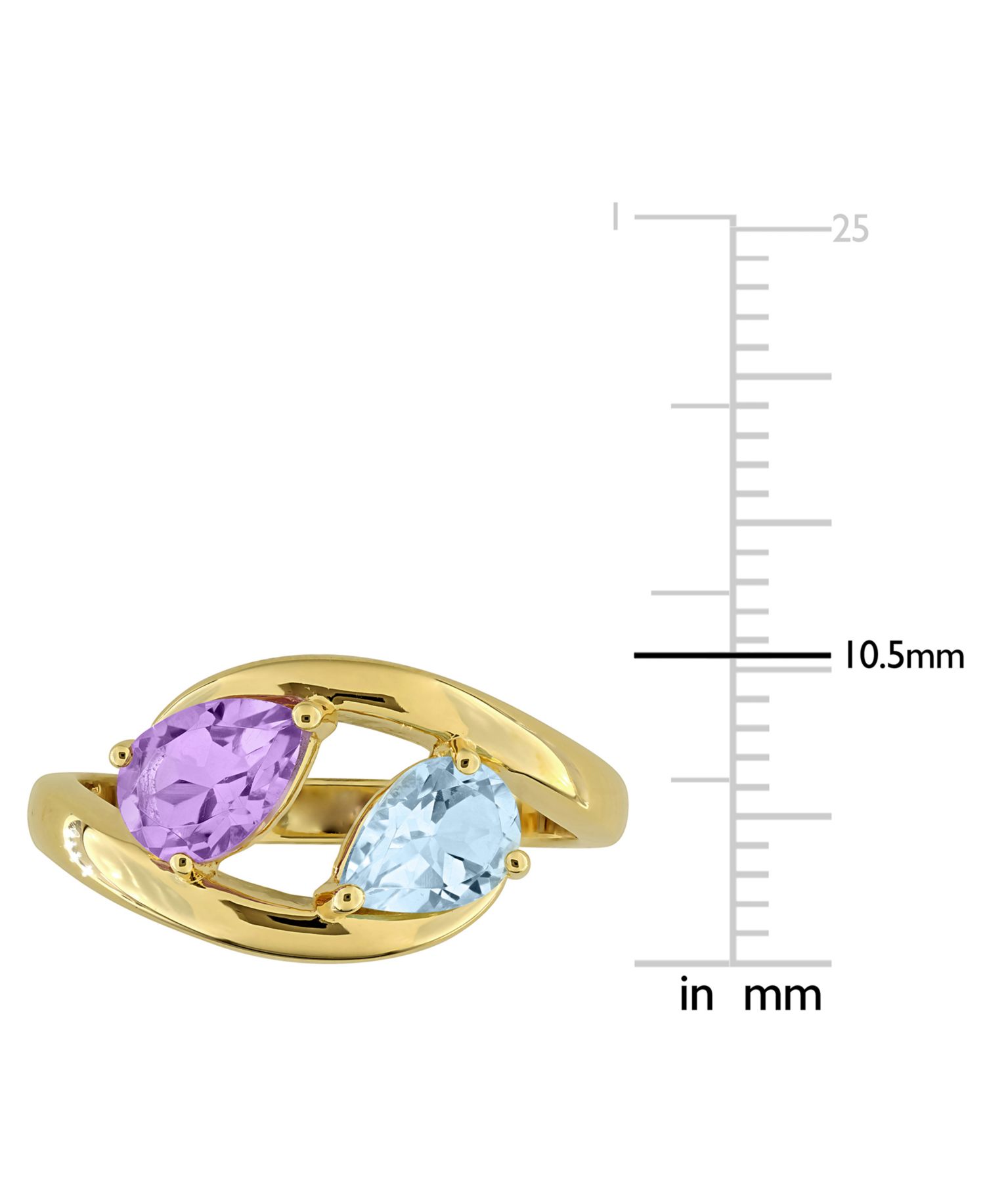 Amethyst (1/2 ct. t.w.) and Blue Topaz (7/8 ct. t.w.) Ring in 18k Gold Flash Plated Sterling Silver