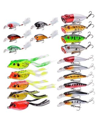 Fishing Lures Kit Minnow Popper Crank Baits Hooks