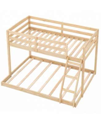 Low Floor Twin Over Full Bunk Bed Frame for Kids, Space Saving Bedroom Solution
