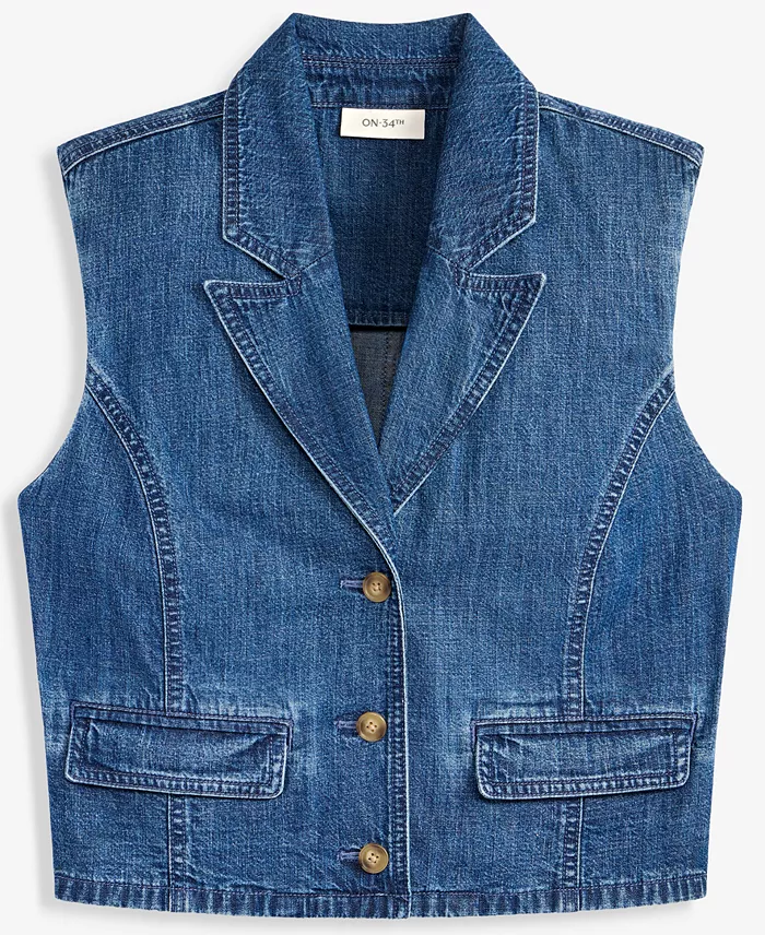 Women's Cropped Denim Vest - thumbnail 5