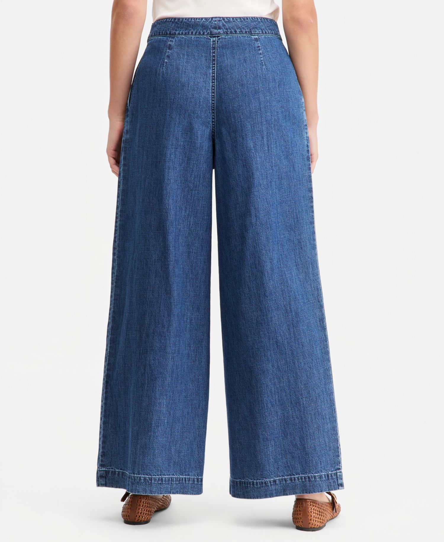 Women's Denim High Rise Wide Leg Trouser Jeans