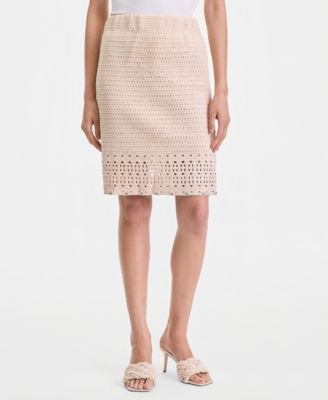 Women's Studded Cotton Crochet Sweater Skirt