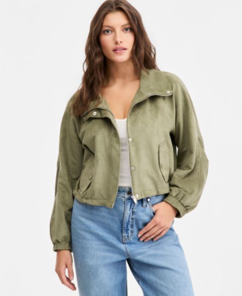 Женские куртки On 34th Faux-Suede High Collar Utility Jacket