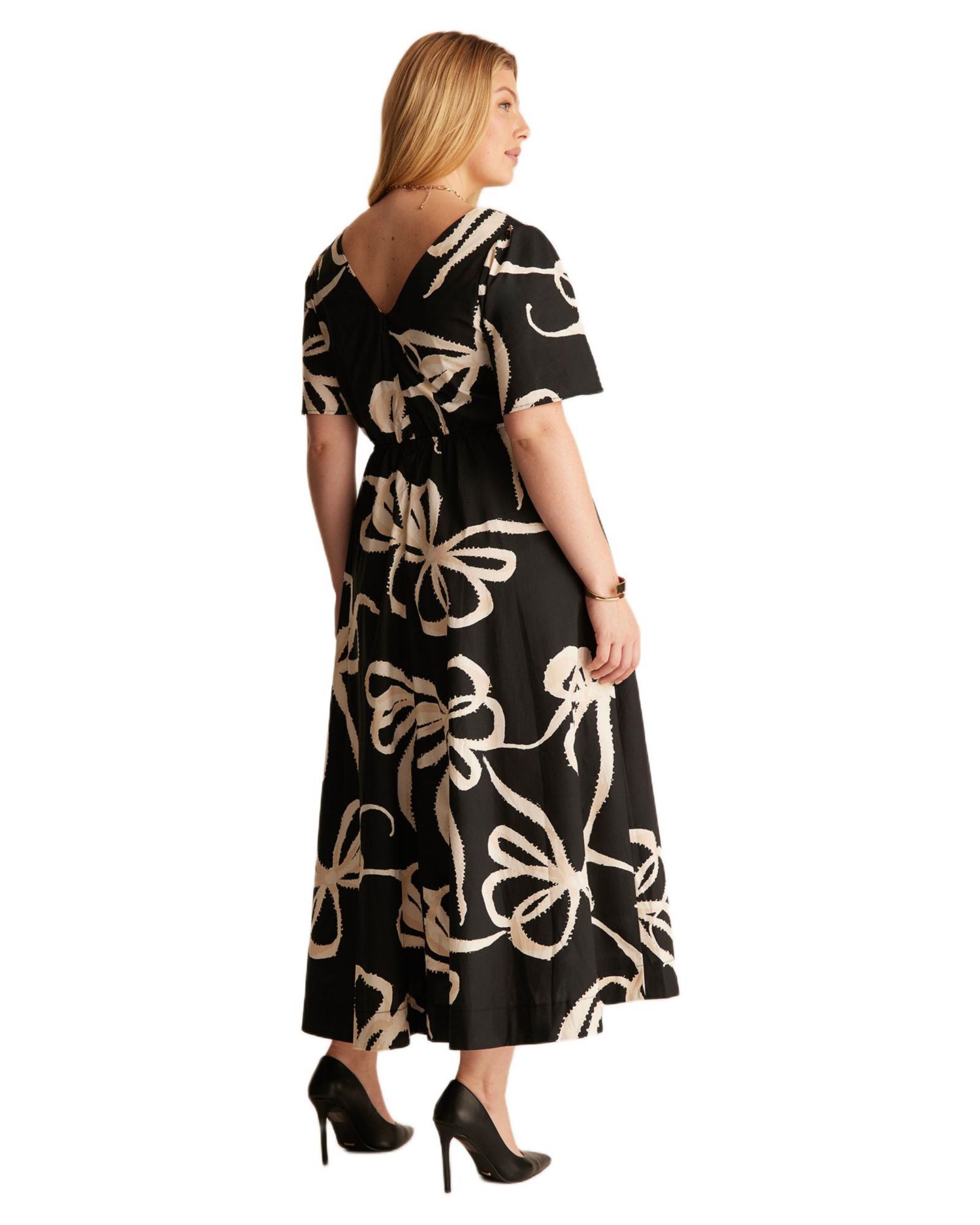 Plus Size Nadja Wrap Tie-front Fit Flare Empire Midi Dress